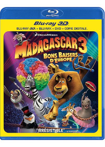 Madagascar 3 : Bons baisers d'Europe (Combo Blu-ray 3D + Blu-ray + DVD + Copie digitale) - Blu-ray 3D
