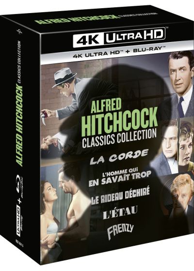 Alfred Hitchcock, les classiques : La Corde + L'Homme qui en savait trop + Le rideau déchiré + L'étau + Frenzy (4K Ultra HD + Blu-ray) - 4K UHD