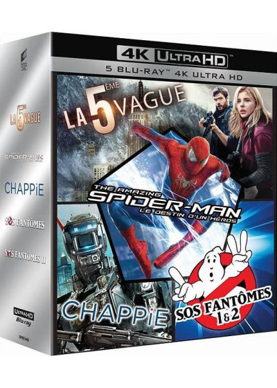 Coffret 4K Ultra HD : La 5ème vague + The Amazing Spider-Man 2 : Le Destin d'un héros + Chappie + SOS Fantômes + SOS Fantômes 2 (4K Ultra HD) - 4K UHD