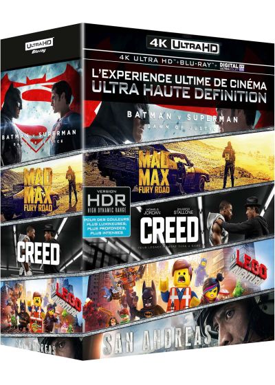 Coffret 4K Ultra HD : Batman v Superman + Mad Max : Fury Road + Creed + San Andreas + La grande aventure Lego (4K Ultra HD + Blu-ray + Digital UltraViolet) - 4K UHD
