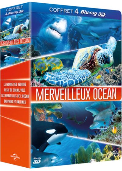 Merveilleux océan - Coffret - Le monde des requins 3D + Récif de corail fascinant 3D + Les merveilles de l'océan 3D + Dauphins et baleines 3D (Blu-ray 3D) - Blu-ray 3D