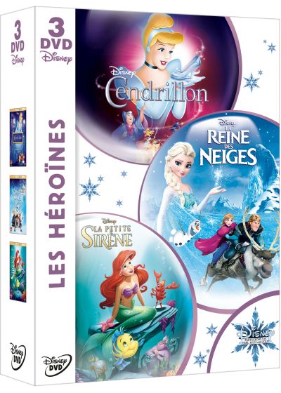 Coffret 3 DVD -  Les héroïnes : La Reine des Neiges + Cendrillon + La petite sirène (Pack) - DVD