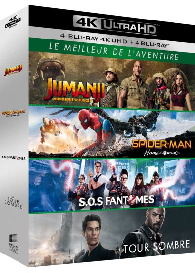 Le Meilleur de l'aventure - Coffret : Jumanji : Bienvenue dans la jungle + Spider-Man : Homecoming + SOS Fantômes + La Tour Sombre (4K Ultra HD + Blu-ray) - 4K UHD