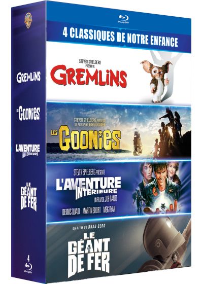 4 classiques de notre enfance - Coffret : Gremlins + Les Goonies + L'Aventure intérieure + Le Géant de fer (Pack) - Blu-ray
