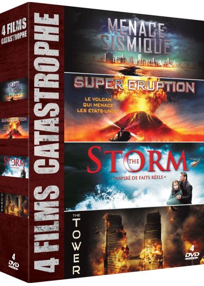 4 Films Catastrophe : Menace sismique + Super Eruption + The Storm + The Tower (Pack) - DVD