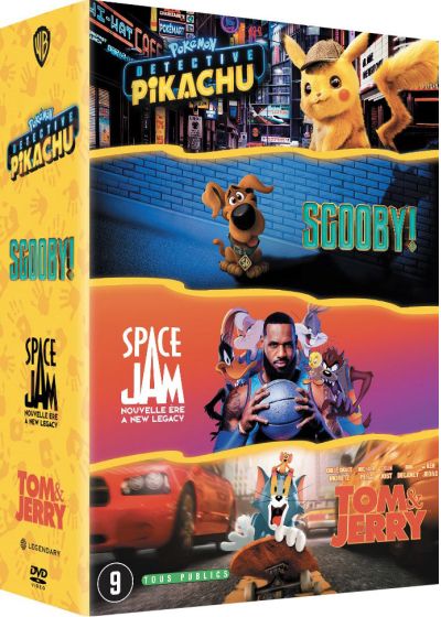 4 films en famille : Pokémon - Détective Pikachu + Scooby ! + Tom et Jerry + Space Jam - Nouvelle Ère (Pack) - DVD