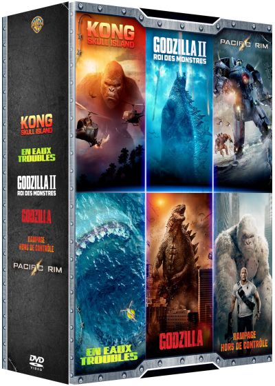 Coffret : Godzilla + Godzilla : Roi des monstres +  Kong : Skull Island + Rampage - Hors de contrôle + En eaux troubles + Pacific Rim (Pack) - DVD