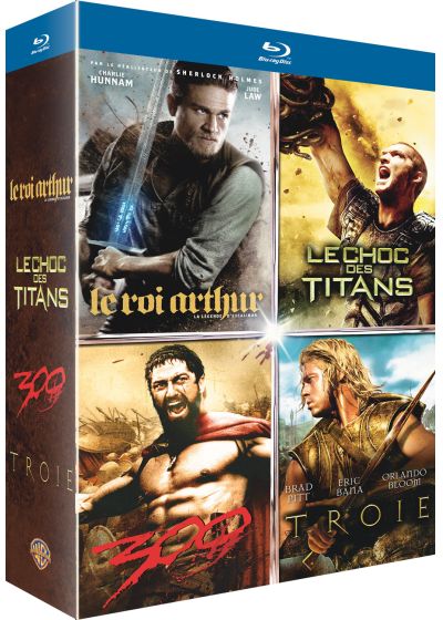 Coffret Guerriers de légende : Le Roi Arthur + Troie + 300 + Le Choc des Titans (Pack) - Blu-ray