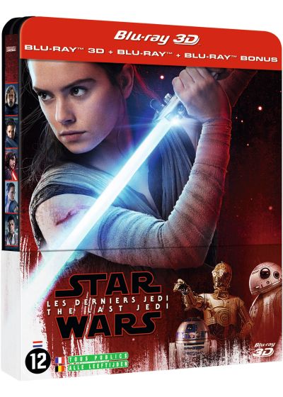 Star Wars 8 : Les Derniers Jedi (Blu-ray 3D + Blu-ray + Blu-ray Bonus - Édition limitée boîtier SteelBook) - Blu-ray 3D