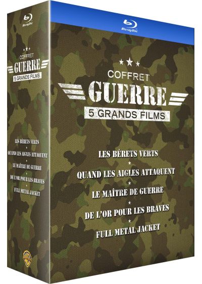Coffret guerre - 5 grands films : Les bérêts verts + Quand les aigles attaquent + Le maître de guerre + De l'or pour les braves + Full Metal Jacket (Pack) - Blu-ray