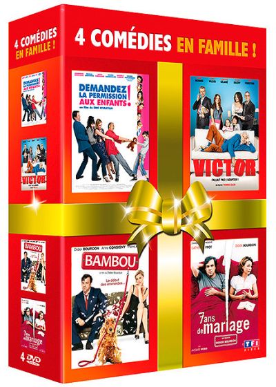 Coffret 4 comédies en famille ! - Demandez la permission aux enfants + Victor + Bambou + 7 ans de mariage (Pack) - DVD