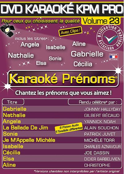 DVD Karaoké KPM Pro - Vol. 23 : Karaoké Prénoms - DVD