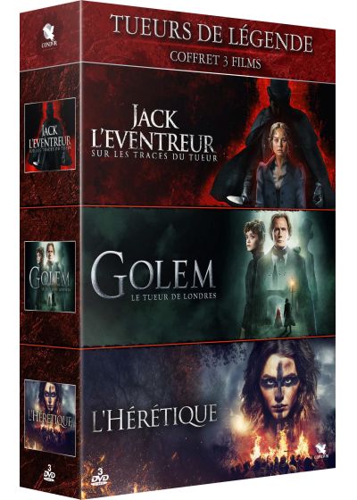 Coffret Tueurs de légende - 3 films : Jack l'Éventreur - Sur les traces du tueur + Golem, le tueur de Londres + L'Hérétique (Pack) - DVD