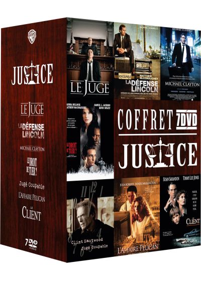 Coffret 7 DVD Justice : Le juge + La défense Lincoln + Michael Clayton + Le droit de tuer ? + Jugé coupable + L'affaire Pélican + Le client