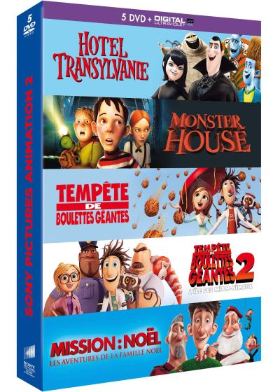 Coffret animation 5 DVD - Hôtel Transylvanie + Monster House + Tempête de boulettes géantes + Tempête de boulettes géantes 2 + Mission : Noël, les aventures de la famille Noël - DVD