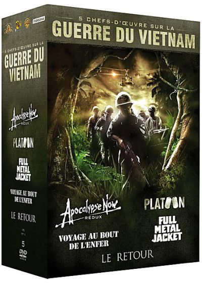 Guerre du Vietnam - Coffret 5 films : Apocalypse Now + Platoon + Le retour + Full Metal Jacket + Voyage au bout de l'enfer (Pack) - DVD