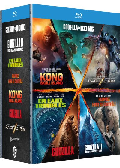 Godzilla + Godzilla : Roi des monstres + Kong : Skull Island + Godzilla vs Kong + Rampage - Hors de contrôle + En eaux troubles + Pacific Rim (Pack) - Blu-ray