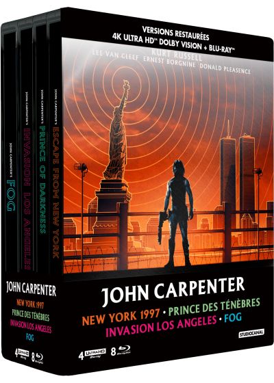 John Carpenter - Coffret : New York 1997 + Prince des ténèbres + Invasion Los Angeles + Fog (4K Ultra HD + Blu-ray + Blu-ray bonus - Édition boîtier SteelBook) - 4K UHD