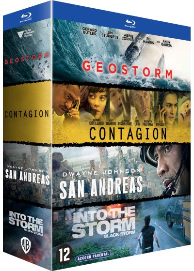 Coffret 4 films : Contagion + Geostorm + San Andreas + Into the Storm (Pack) - Blu-ray