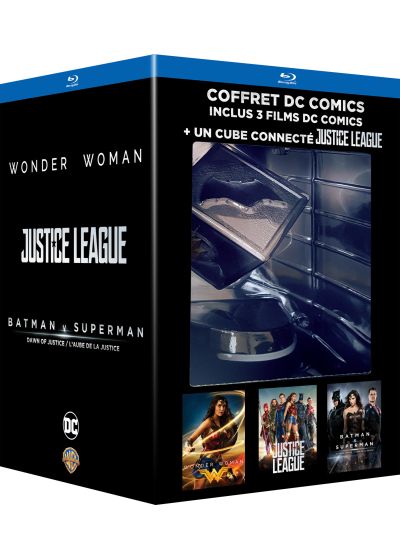 DC Universe - Coffret 3 films : Justice League + Wonder Woman + Batman v Superman : L'aube de la justice (Coffret Édition limité + Blu-ray + Cube connecté) - Blu-ray