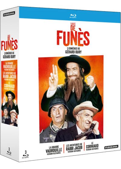 Louis de Funès, 3 comédies de Gérard Oury : La grande vadrouille + Les aventures de Rabbi Jacob + Le corniaud (Pack) - Blu-ray