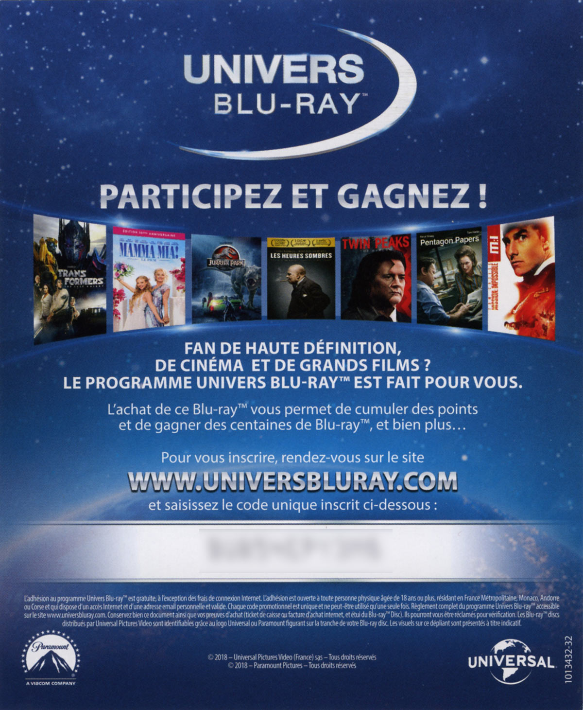 Leaflet Univers Blu-ray