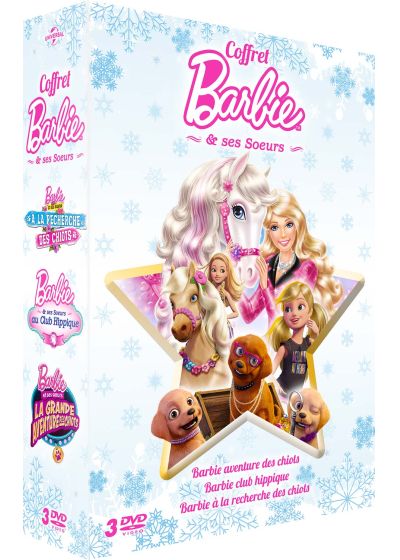 Coffret 2 films Barbie et ses soeurs : Au club hippique + La grande aventure des chiots + À la recherche des chiots - DVD