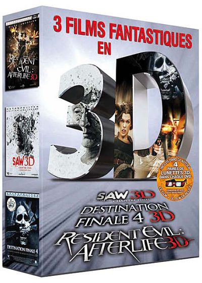 3 films fantastiques en 3D : Saw 3D + Destination Finale 4 3D + Resident Evil: Afterlife 3D (Édition Limitée) - DVD