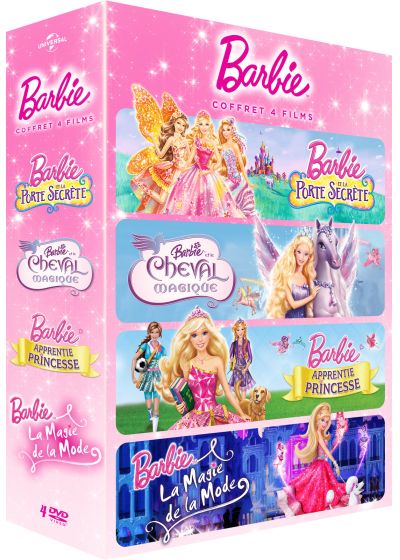 Barbie - Coffret 4 films : Barbie et la porte secrète + Barbie et le cheval magique + Barbie apprentie princesse + Barbie - La magie de la mode (Pack) - DVD