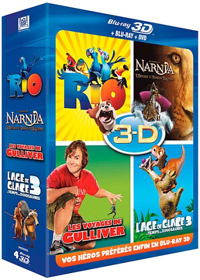 Coffret 3D active : Rio + L'âge de glace 3 + Le monde de Narnia 3 + Les voyages de Gulliver (Pack) - Blu-ray 3D