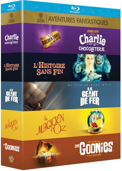 Collection de 5 films aventures fantastiques Warner : Le Géant de fer + L'Histoire sans fin + Les Goonies + Charlie et la chocolaterie + Le Magicien d'Oz (Pack) - Blu-ray