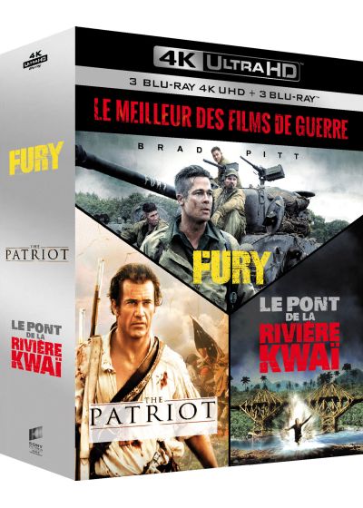 Le Meilleur des films de guerre - Coffret : Fury + The Patriot + Le Pont de la rivière Kwaï (4K Ultra HD + Blu-ray) - 4K UHD