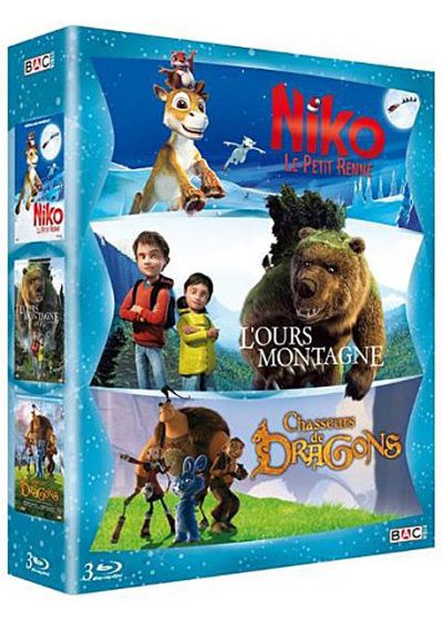 Coffret Aventure : Niko, le petit renne + L'Ours Montagne + Chasseurs de dragons (Pack) - Blu-ray