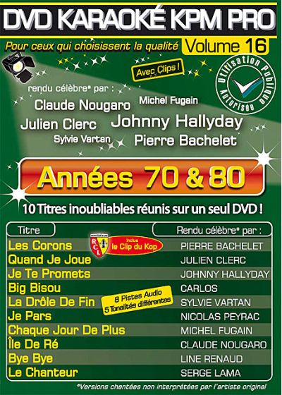 DVD Karaoké KPM Pro - Vol. 16 : Années 70 & 80 - DVD