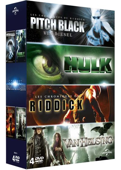 Coffret Fantastique : Pitch Black + Hulk + Les chroniques de Riddick + Van Helsing (Pack) - DVD
