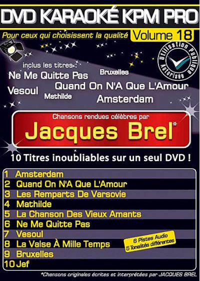 DVD Karaoké KPM Pro - Vol. 18 : Jacques Brel - DVD