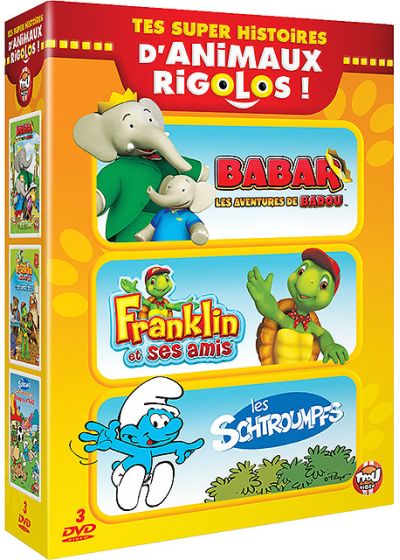 Tes super histoires d'animaux rigolos - Babar, les aventures de Badou + Franklin et ses amis + Les Schtroumpfs (Pack) - DVD