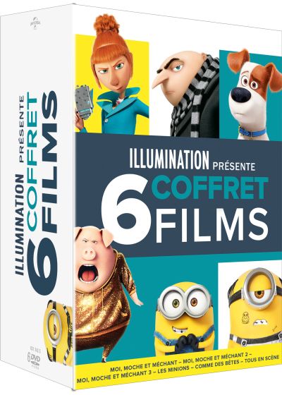 Illumination présente - Coffret 6 films : Moi Moche et Méchant 1 à 3 + Les Minions + Comme des bêtes + Tous en scène - DVD