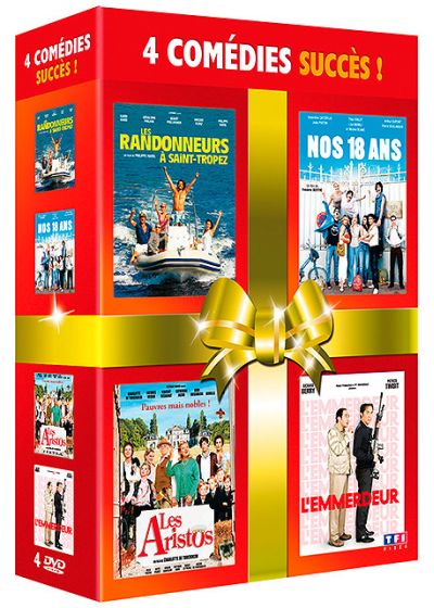 Coffret 4 comédies succès ! - Les randonneurs à Saint-Tropez + Nos 18 ans + Les aristos + L'emmerdeur (Pack) - DVD