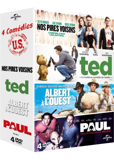 4 comédies U.S. : Nos pires voisins + Ted + Albert à l'ouest + Paul (Pack) - DVD